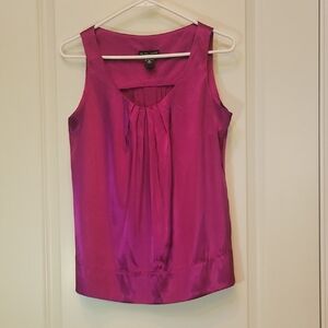 Women Satin Blouse Size SMALL Raspberry Pink RETRO By New York & Company